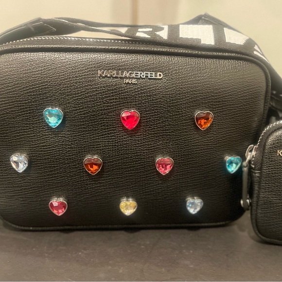 Karl Lagerfeld Black and Red Crossbody Bag with Heart Accents - Picture 11 of 11